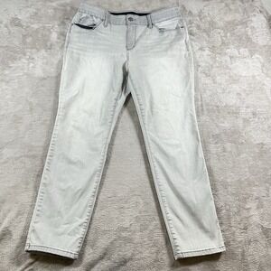 Chico's Women's Light Stone Gray Jeans size 12 Petite Straight Leg Slim Stretch